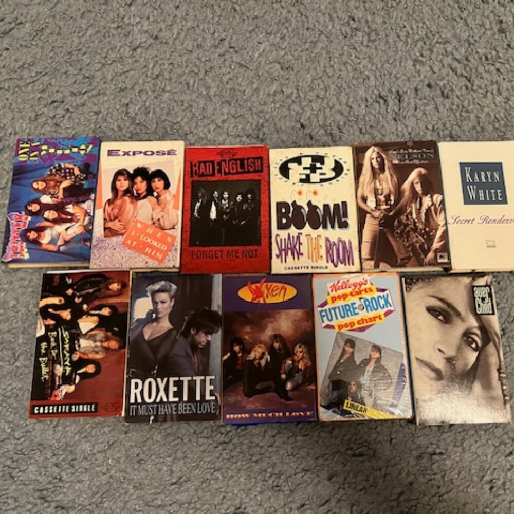 25 Vintage Single Song Cassette Tapes - 80's & 90's Music